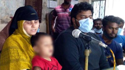 সংবাদ সম্মেলনে নুরে আলমের স্ত্রী