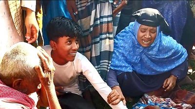 স্বামীর লাশ ঘিরে স্ত্রীর বিলাপ