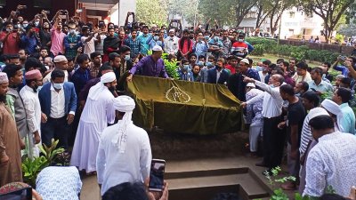 গ্রন্থাগার ভবনের সামনে চিরনিদ্রায় শায়িত হলেন প্রখ্যাত কথাসাহিত্যিক হাসান আজিজুল হক