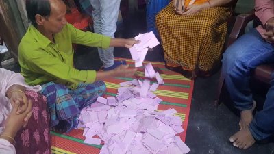 সেহরাতৈল সরকারি প্রাথমিক বিদ্যালয়ের ছাদ থেকে সিল মারা তালগাছ প্রতীকের ব্যালটগুলো উদ্ধার করা হয়
