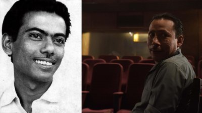 জহির রায়হান ও পর্দার জহির রায়হান মোস্তফা মনওয়ার (ডানে)
