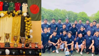 আইসাব এফসির অর্জন, পাশে প্রবাসী বাংলাদেশিদের নিয়ে গড়া দলটির সদস্যরা