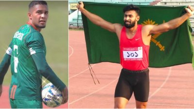 জামাল ভূঁইয়ার পথ ধরে হাঁটতে চান লন্ডন প্রবাসী অ্যাথলেট ইমরানুর রহমান (বাঁয়ে)
