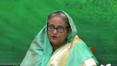 প্রধানমন্ত্রী শেখ হাসিনা (বিটিভির ভিডিও থেকে নেওয়া)