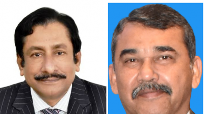 বামে সভাপতি অধ্যাপক ডা. মো. শারফুদ্দিন আহমেদ। ডানে সহযোগী অধ্যাপক ডা. মো. আলী ইমরান।