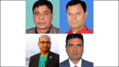 শহিদুল ইসলাম রাজু, মজিবর রহমান, রাজিবুল ইসলাম খান রাজু ও মেহেদী হাসান (উপরের বাঁ থেকে)