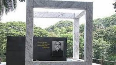 ধানমন্ডিতে বঙ্গবন্ধুর প্রতিকৃতি