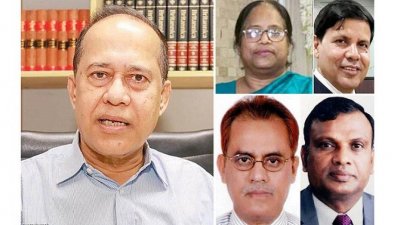 সিইসি কাজী হাবিবুল আউয়াল, নির্বাচন কমিশনার রাশেদা সুলতানা, আহসান হাবীব খান, মো. আলমগীর এবং আনিছুর রহমান