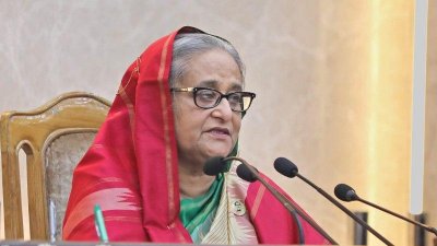 ‘স্বাধীনতা পুরস্কার-২০২২’ প্রদান অনুষ্ঠানে বক্তব্য রাখছেন প্রধানমন্ত্রী শেখ হাসিনা, ছবি: ফোকাস বাংলা