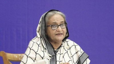 বক্তব্য রাখছেন প্রধানমন্ত্রী শেখ হাসিনা ,ছবি: বাসস