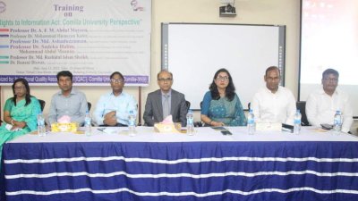 কর্মশালায় কুমিল্লা বিশ্ববিদ্যালয়ের (কুবি) উপাচার্য অধ্যাপক ড. এ এফ এম আবদুল মঈন ও অন্যরা