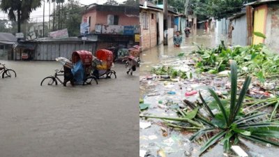 সুনামগঞ্জে বন্যায় মানুষের দুর্ভোগ