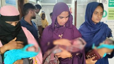একসঙ্গে জন্ম নেওয়া তিন শিশু