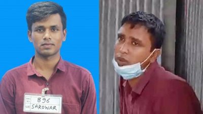 প্রকৃত প্রার্থী সারোয়ার মণ্ডল (বামে) ও ভুয়া পরীক্ষার্থী মিজানুর