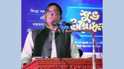 বক্তৃতা করছেন এ কে এম এনামুল হক শামীম