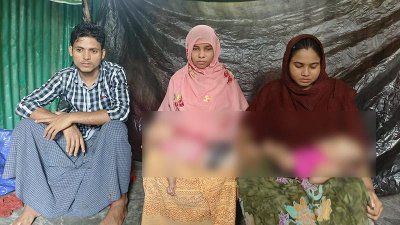 সন্তানসহ বাংলাদেশে পালিয়ে আসা তিন রোহিঙ্গা