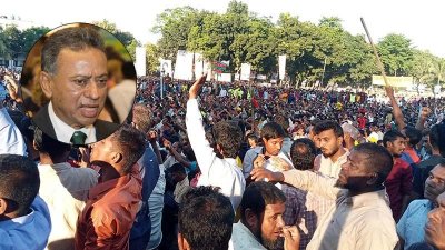 রংপুরের বিএনপির বিভাগীয় সমাবেশ, ইনসেটে আমির খসরু মাহমুদ চৌধুরী
