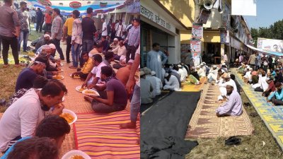 সমাবেশস্থলেই নামাজ পড়ছেন ও খাওয়া-দাওয়া করছেন বিএনপি নেতাকর্মীরা