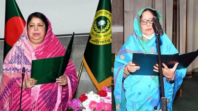 মোছা. ডরথী রহমানকে শপথ বাক্য পড়াচ্ছেন স্পিকার ড. শিরীন শারমিন চৌধুরী