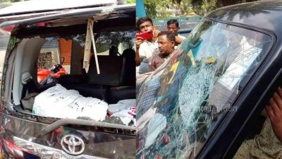 দুটি প্রাইভেটকার ও পাঁচটি মোটরসাইকেল ভাঙচুর
