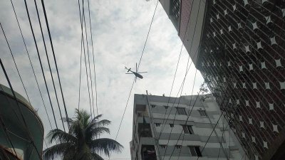 হেলিকপ্টারে চলছে র‌্যাবের টহল