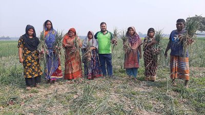 নিজেদের উৎপাদন করা পেঁয়াজ হাতে কৃষক
