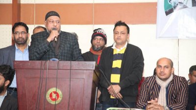 বক্তব্য দিচ্ছেন যুবলীগের সাধারণ সম্পাদক মাইনুল হোসেন খান নিখিল