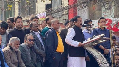 ফার্মগেটে ঢাকা মহানগর উত্তর যুবলীগের সমাবেশে বক্তব্য রাখেন আওয়ামী লীগের সভাপতিমণ্ডলীর সদস্য জাহাঙ্গীর কবির নানক
