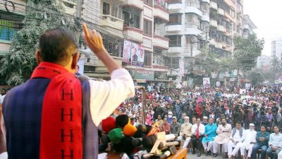 সমাবেশে বক্তব্য রাখছেন ওবায়দুল কাদের