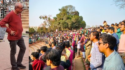 রিহার্সালে অঞ্জন দত্ত এবং দর্শকদের মুগ্ধতা