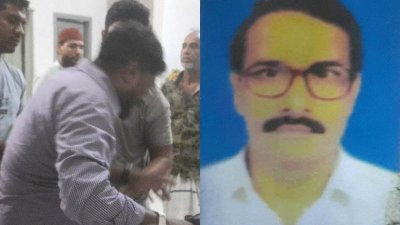 বাবার লাশ জড়িয়ে ছেলের আহাজারি, আব্দুল মান্নান খলিফা (ডানে)