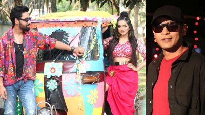 গানের মডেল সাজ্জাদ ও স্নিগ্ধা (বামে), গায়ক কাজী শুভ (ডানে)