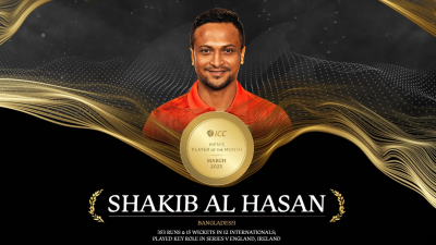 আইসিসির ‘প্লেয়ার অব দ্য মান্থ’ সাকিব