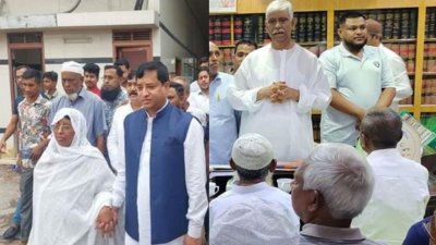 স্বতন্ত্র মেয়র প্রার্থী জায়েদা খাতুন ও আওয়ামী লীগ প্রার্থী আজমত উল্লা খান