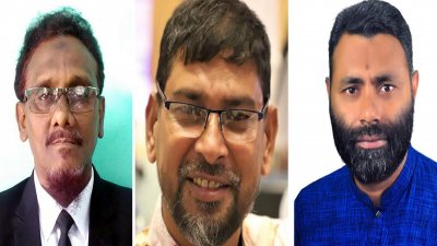 মনোনয়নপত্র প্রত্যাহারের ঘোষণা দেওয়া বিএনপি নেতা আমিনুল ইসলাম আমিন, সাইফুল আহসান আজিম ও হাবিবুল্লাহ