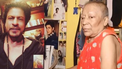 ভিডিও কলে শাহরুখ খান (বামে) ও ক্যানসার আক্রান্ত শিবানী