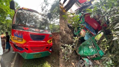 দুর্ঘটনাকবলিত বাস ও অটোরিকশা