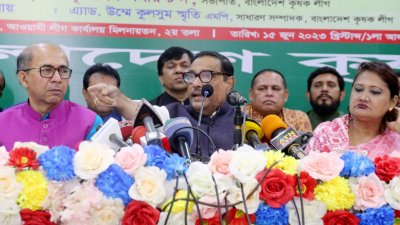 কৃষক লীগের তিন মাসব্যাপী বৃক্ষরোপণ কর্মসূচির আলোচনা সভায় ওবায়দুল কাদের (ছবি: ফোকাস বাংলা)