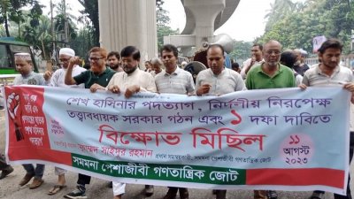 প্রেসক্লাবের সামনে বিক্ষোভ মিছিল  করে সমমনা পেশাজীবী গণতান্ত্রিক জোট