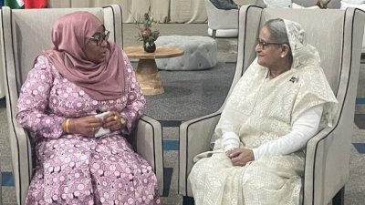 তানজানিয়ার প্রেসিডেন্ট ড. সায়মা সুল্লুহুর সঙ্গে বৈঠক করেন প্রধানমন্ত্রী শেখ হাসিনা (ছবি: ফোকাস বাংলা)