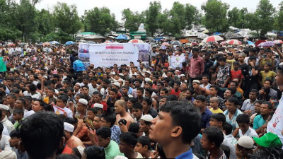 নিজ দেশে ফেরার আকুতি জানিয়ে রোহিঙ্গাদের সমাবেশ