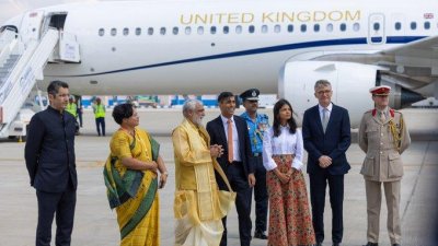 নয়াদিল্লিতে  ব্রিটিশ প্রধানমন্ত্রী ঋষি সুনাক। ছবি: এক্স (সাবেক টুইটার)