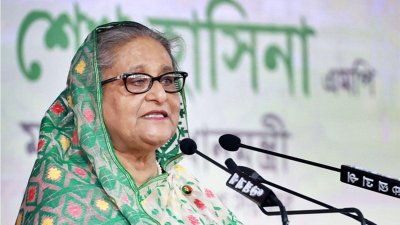 গণভবনে ‘জাতীয় স্থানীয় সরকার দিবস-২০২৩’ উপলক্ষে আয়োজিত অনুষ্ঠানে বক্তব্য রাখছেন প্রধানমন্ত্রী শেখ হাসিনা, ছবি: ফোকাস বাংলা