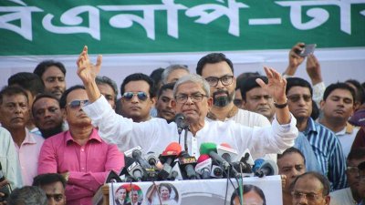 সমাবেশে মির্জা ফখরুল ইসলাম আলমগীর (ছবি: নাসিরুল ইসলাম)