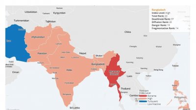 সংঘাতপ্রবণ শীর্ষ ৫০ দেশের তালিকায় বাংলাদেশ