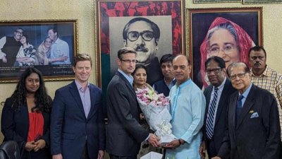 আওয়ামী লীগ সভাপতির ধানমণ্ডির রাজনৈতিক কার্যালয়ে দলটির নেতাদের সঙ্গে মার্কিন একটি প্রতিনিধি দলের সদস্যরা