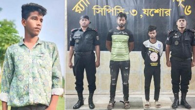 নিহত রাজিম খান (বাঁয়ে) ও গ্রেফতার দুই আসামি