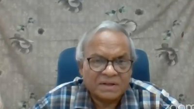 ভার্চুয়াল সংবাদ সম্মেলনে রুহুল কবির রিজভী (ফাইল ছবি)