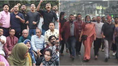 বিএনপির সিনিয়র যুগ্ম মহাসচিব রুহুল কবির রিজভী ও ঢাকা জেলা বিএনপির সাধারণ সম্পাদক অ্যাডভোকেট নিপুণ রায় চৌধুরীর নেতৃত্বে মিছিল