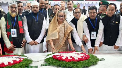 জাতির পিতা, বঙ্গবন্ধু শেখ মুজিবুর রহমানের সমাধিতে শ্রদ্ধা জানান প্রধানমন্ত্রী শেখ হাসিনা, ছবি: ফোকাস বাংলা